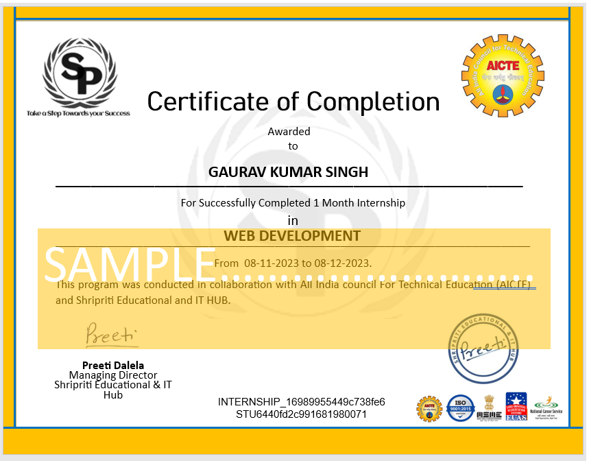 sample  certificate